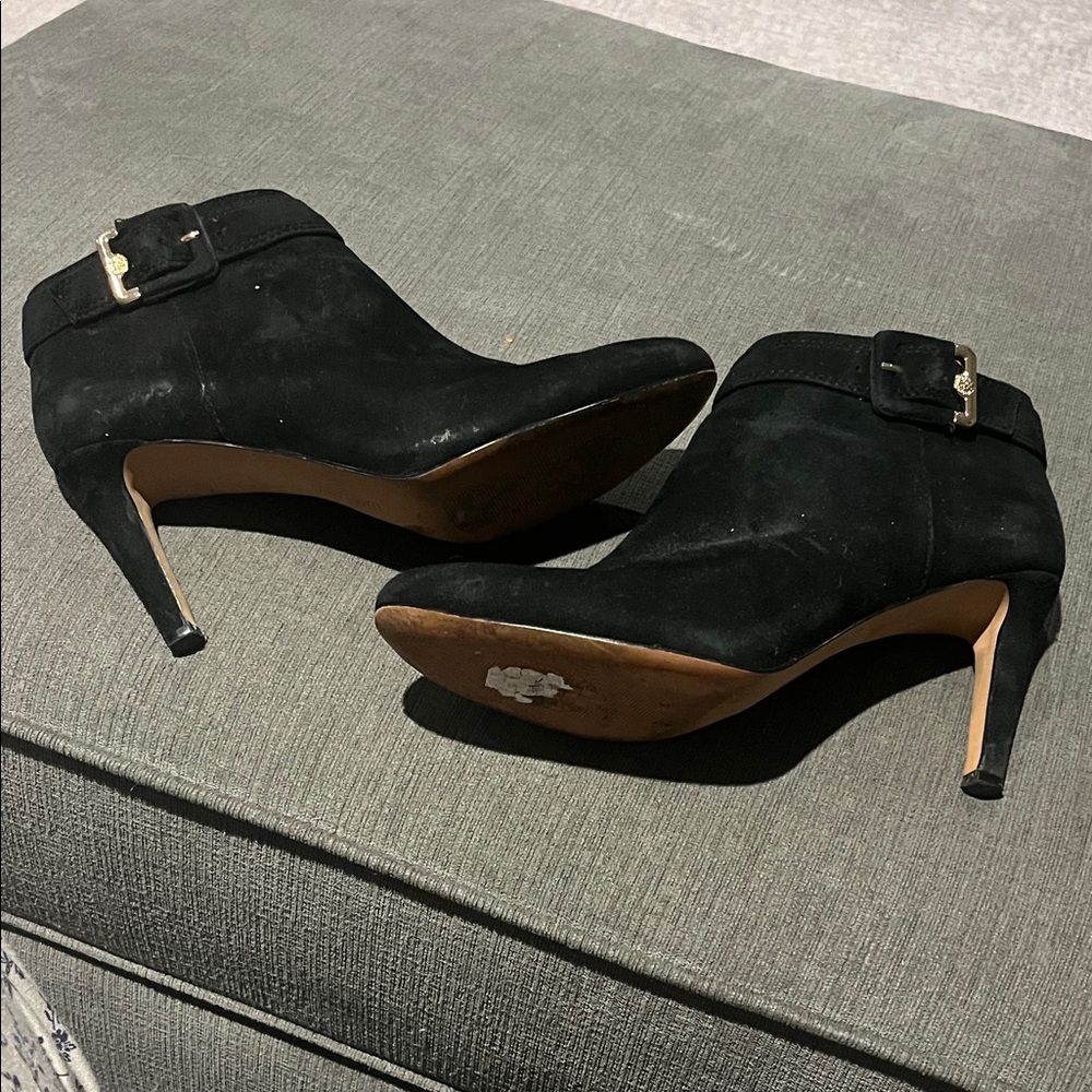 Vince Camuto black suede bootie heel
